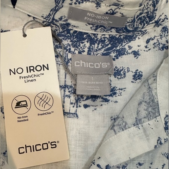 Chico's Blue and White Midi Dress with Chic Style Size 1 or Small - Picture 3 of 16